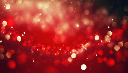 Poster - A vibrant display of red and gold abstract lights shimmering against a dark backdrop creates a magical atmosphere