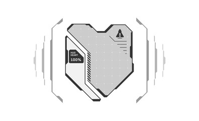 Leinwandbilder - HUD digital futuristic style videogame user interface heart shape shield progress logo. Hi tech video game player health level sign and life indicator icon. GUI FUI energy infographic design element