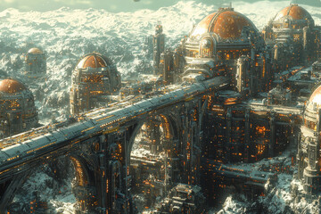 Poster - a space station located at the crossroads of multiple universes, symbolizing the center of the multi