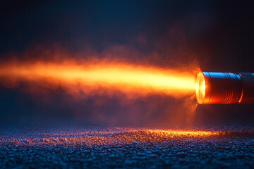 Poster - a single light beam cutting through the darkness, symbolizing focus and clarity. concept of minimali