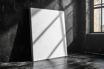 Aufkleber - a plain white square on a black background, representing balance and contrast. concept of minimalism