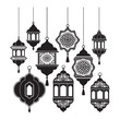 © Vector Store - Vintage hanging light vector, Arabic lamp silhouette illustration