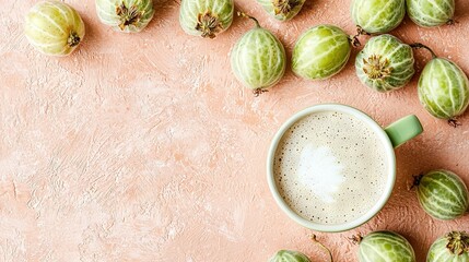 Sticker -   A table with a cup of coffee and Brussels sprouts nearby