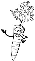 happy cartoon carrot vegetable character coloring page