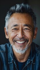 Mature Asian man smile happy face portrait