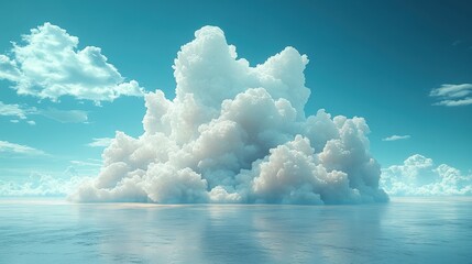 white clouds over the sea, seascape, illustration, wallpaper, backgrounds