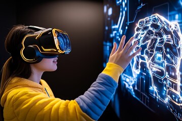 Aufkleber - Training in ethical hacking is visualized in a glowing, neon-lit cyber realm, where students are guided by a virtual wizard who teaches the secrets of secure networks