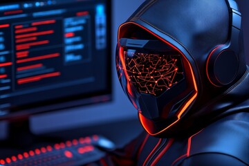Aufkleber - Virtual classroom for ethical hacking training, where students interact with AI avatars and immersive holographic simulations to learn cybersecurity techniques