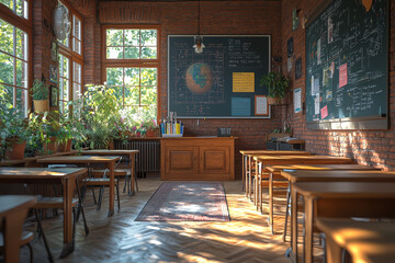 Aufkleber - a virtual classroom run by an ai tutor, showing the possibilities of distance learning enhanced by a