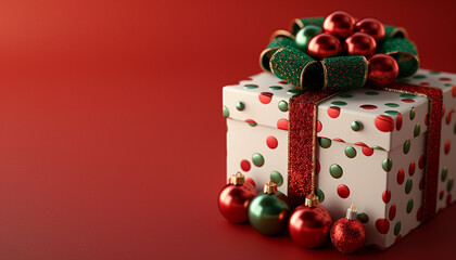 Festive Holiday Themed Gift Box 3D Illustration