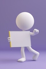 Poster - A simple figure holding a blank sign. AI.