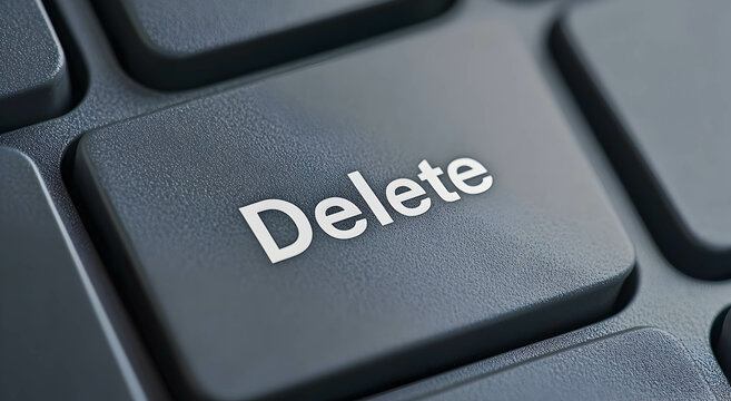 A close-up of the computer's Delete key. The concept of computers.