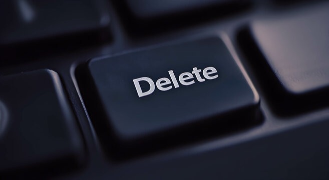 A close-up of the computer's Delete key. The concept of computers.