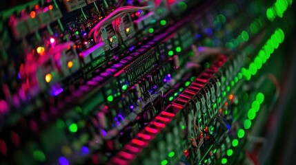 Poster - Close-up of Colorful LEDs on a Circuit Board