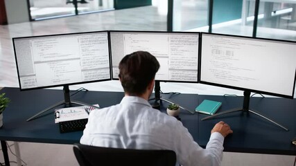 Canvas Print - Coder Using Computer At Desk