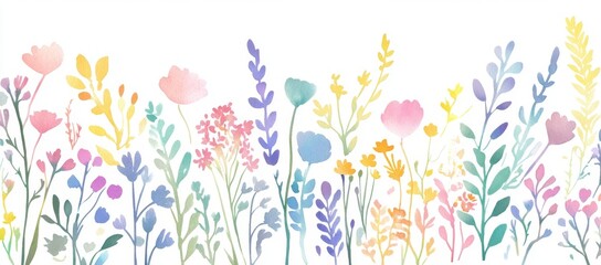 Wall Mural - The watercolor collection of soft flowers is isolated on a white background