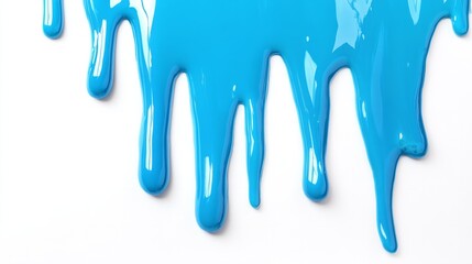 blue paint dripping on white background generative ai