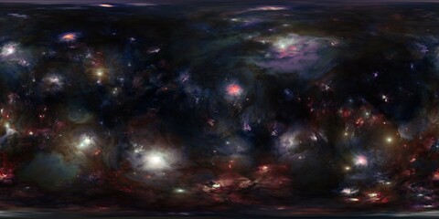Wall Mural - Seamless HDRi 12K Space Skybox with Nebula and Stars in 360 Degree Equirectangular Map for Sci-Fi Renders