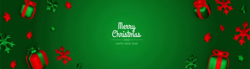 Wall Mural - Merry Christmas and happy new year background. Christmas tree, Gift boxes, Christmas balls. Christmas element for web, banners, greeting card, template design.