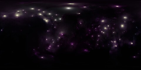 Wall Mural - ultra-realistic hdri 360° space panorama with purple nebula and blue star cluster - seamless skybox 