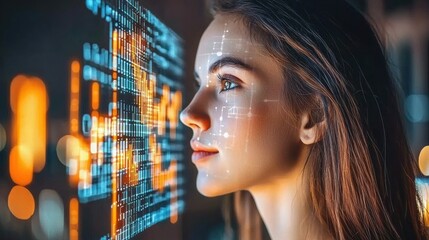 Poster - Human Face with Digital Data Overlay Technology