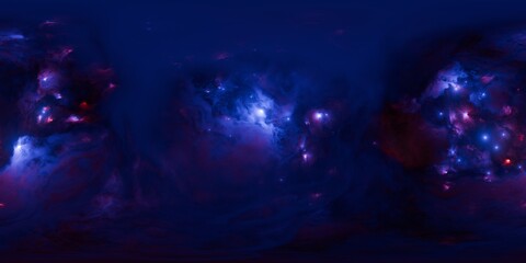 Wall Mural - vivid blue 12k hdri 360 space skybox with nebula and stars seamless environment map for virtual real