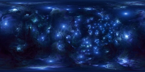 Wall Mural - Vivid Blue 12K HDRi 360 Space Skybox with Nebula and Stars Seamless Environment Map for Virtual Reality Scenes