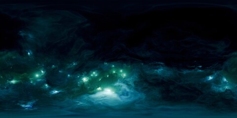 Wall Mural - 360 panoramic  environmental equirectangular projection of deep space galactic nebula and stars hdri map