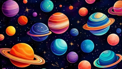 seamless pattern with planets