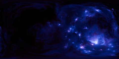 Wall Mural - 12K HDRi 360° Blue Space Skybox with Nebula and Stars - Seamless Environment Map for VFX, Virtual Reality, and Sci-Fi World Building