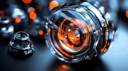 Poster - Close-up of a Shiny, Glowing, Technological Sphere