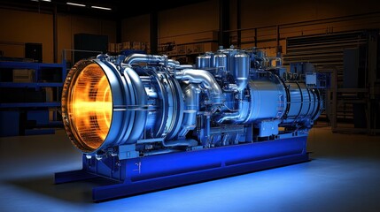 Poster - Industrial Jet Engine with Glowing Exhaust