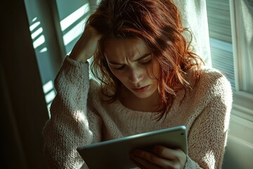 Freelance designer focused on digital work in a sunlit room during a quiet afternoon