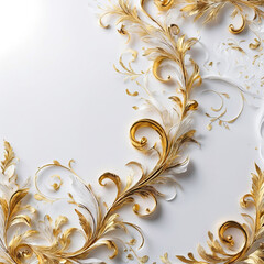 White paper background with gold flourishes and copy space