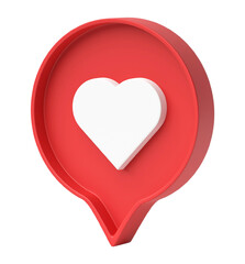 Poster - Social media heart icon in red pin isolated on transparent background. 3D render