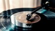 © Id_Stock - A close-up of a vinyl record on a turntable, showcasing the needle and spinning disc.
