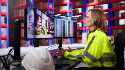 Poster - Woman Video Conference At Logistics Warehouse