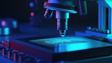 Aufkleber - A Close-Up of a Microscope Examining a Circuit Board