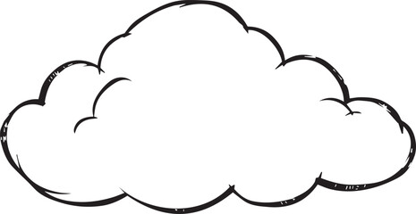 Wall Mural - simple hand-drawn cloud is depicted in black outline against a white background.