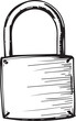 © Rysak - simple black and white drawing of a padlock with a rounded top and a flat rectangular bottom.