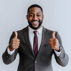 businessman giving two thumbs up energetically