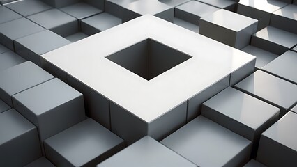 Vector Abstract geometric shape from gray cubes. White squares