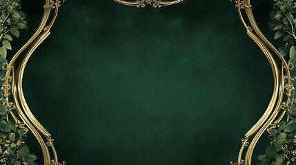 Poster - A green background with a gold ornate frame and foliage.