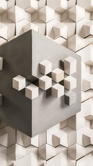 Vector Abstract geometric shape from gray cubes. White squares