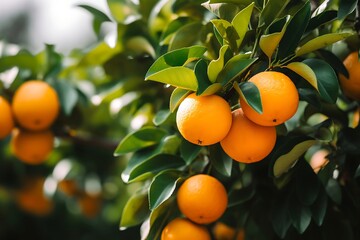 Orange hanging on a tree. Orange in the garden