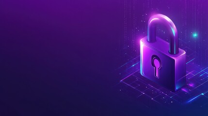 Aufkleber - Glowing Padlock on a Purple and Blue Abstract Background