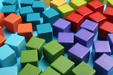 Poster - Many colorful cubes on light blue background