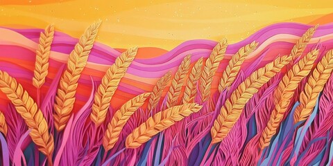 Poster - Close-up image of golden wheat ears in a field, Close-up of golden wheat ears in a field