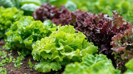 Poster - Fresh Colorful Lettuce Variety in a Garden Setting