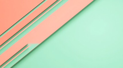 Aufkleber - Abstract background with diagonal lines in coral and mint green colors.